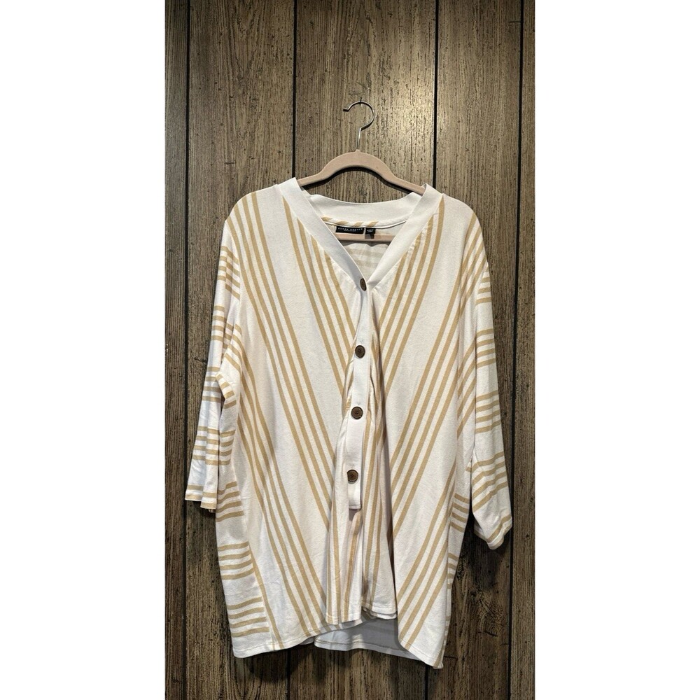 Susan Graver Weekend Striped Light Sweater Knit Cardigan
